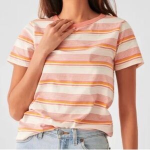 Faherty Women’s Cream, Coral, Orange Striped Short Sleeve Tee Sz XL